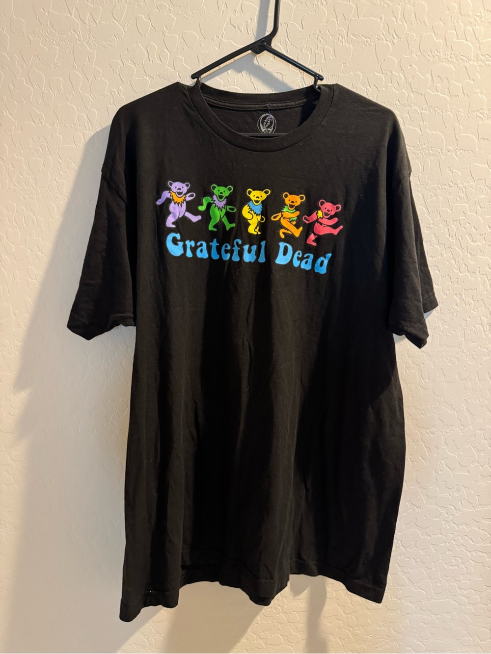 Grateful Dead Black Tee with Rainbow Dancing Bears